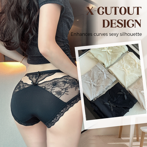 💗Women's soft lace mid-rise panties-4pcs size:2XL