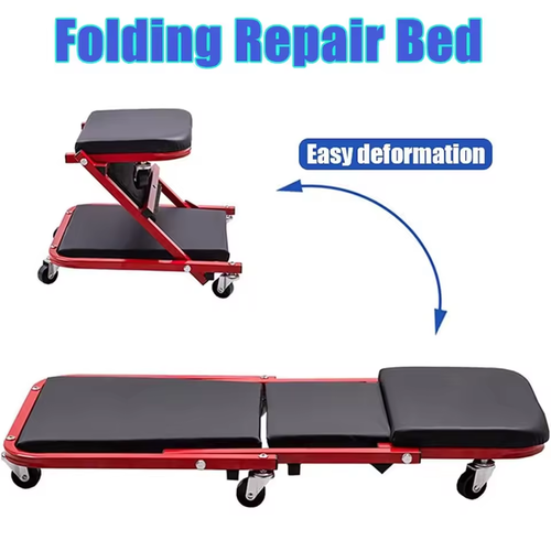2 in 1 Mechanics Creeper Z Fold Rolling Garage Seat