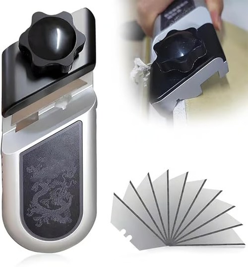 Drywall Rasp,Drywall Chamfer Tool,Plasterboard Fast Cutter,Precise 45° 90° Gypsum Board Chamferer with 10 Sharp SK5 Blades,V Chamfer Bevel Double Slot