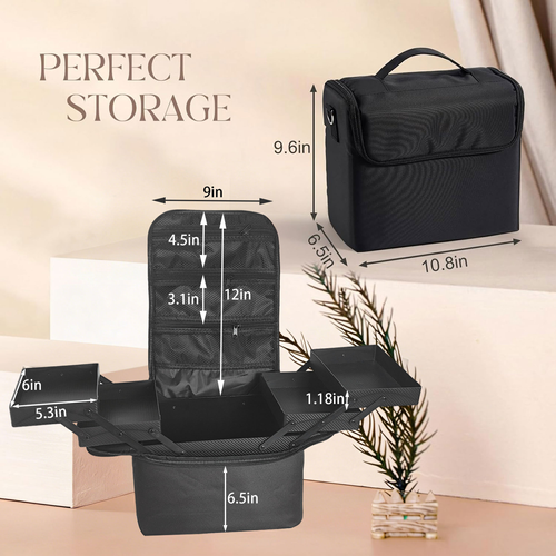 Large Makeup Carrying Train Case for Women, Travel Bag Storage Box