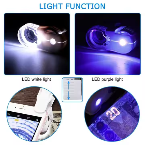 LED Light Mini Mobile Phone Microscope Cell Phone Clip On Microscope