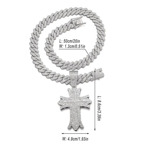 Iced Out Cross Pendant Necklace Set