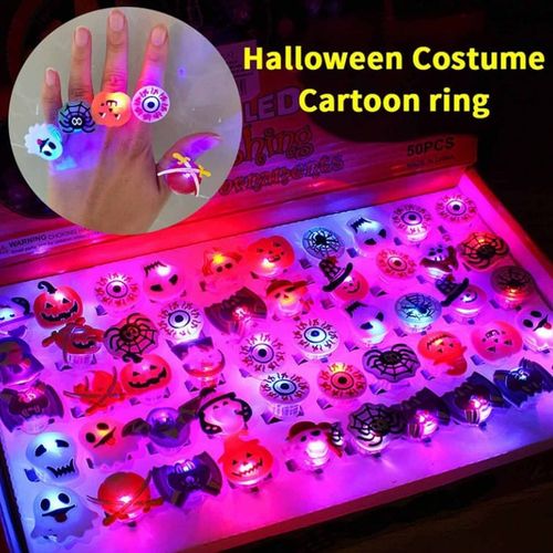 LED Light Halloween Luminous Ring - Set of 50 pcs（Patterns are randomly selected）