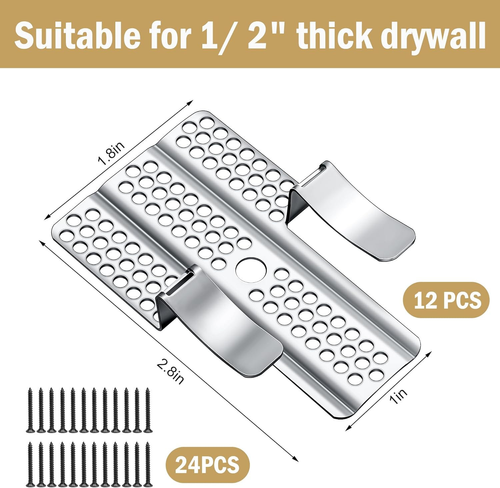 12 Pack Drywall Repair Clips with 24 Screws