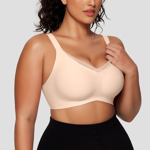 Women Wireless V Neck Crossover Mesh Bra