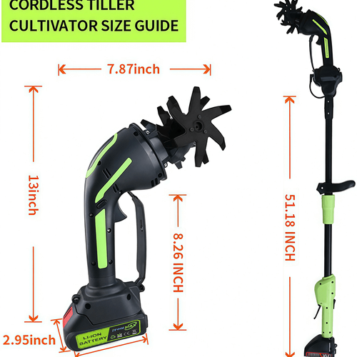 2-IN-1 Cordless Tiller & Cultivator with Extension Pole