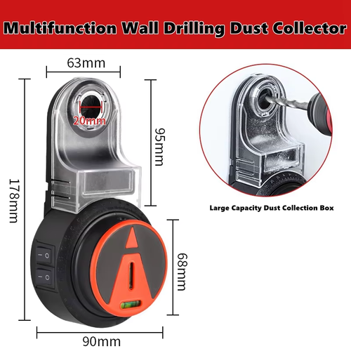2 in 1 Drill Dust Collector & Laser Level 360° Rotatable Drilling Dust Collector