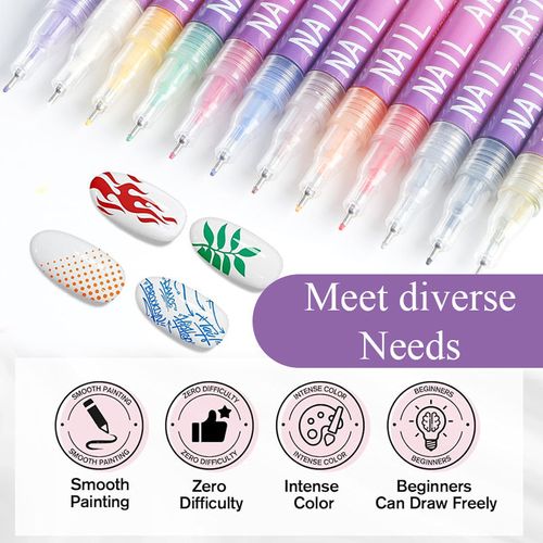 12 Colors Nail Art Pens Set – Create Beautiful & Precise Designs ✨