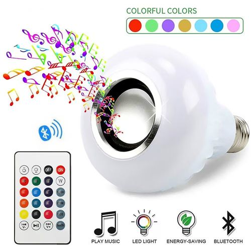 E27 12 Watt Smart RGB Wireless Speaker Music Playing Bulb Dimmable LED Bulb Light with Remote Control