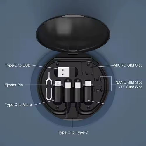 6 In 1 Multiport Multifunction Usb C Charging And Data Cable Kit 60W Fast Charge Phone Adapter Charging Cable Kit For Iphone