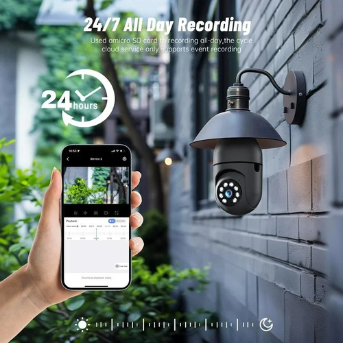 Light Bulb Security Camera,5G&2.4GHz WiFi 📶Security Cameras,Wireless Outdoor Motion Detection and Alarm 🚨