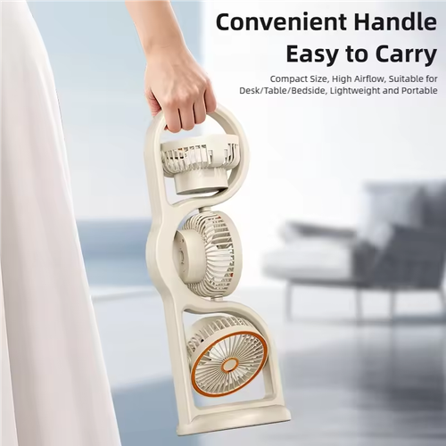 New Portable USB Rechargeable Three-Head Fan