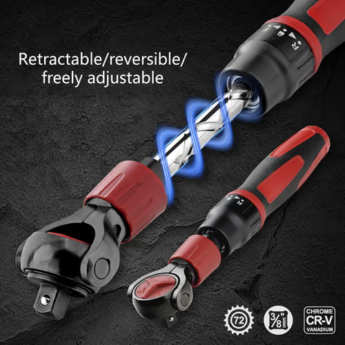 Drive Ratchet Wrench - 72T Steel Socket Wrench with Flexible Head & Reversible Switch