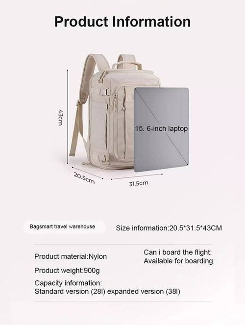 Box-style large-capacity luggage backpack(Color: Black)