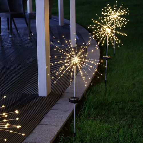 LED Solar Fireworks Lights Waterproof Outdoor Dandelion Flash String Fairy Lamp for Garden Landscape Lawn Decoration