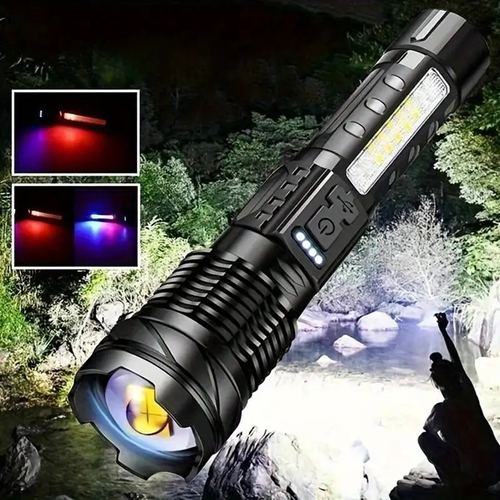 Ultra Bright High-power Tactical Light Telescopic Type-C Charging Emergency Remote Waterproof Aluminum & ABS Body LED Flashlight
