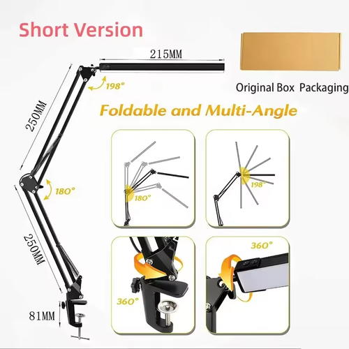 Led folding metal desk lamp clip