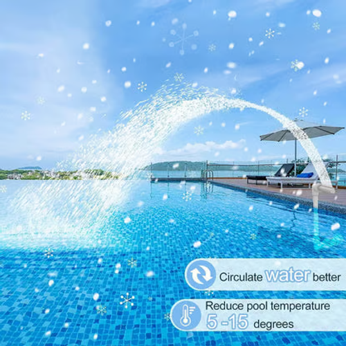 Solar Pool Fountain with Lights Dual Arc