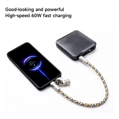 2 In 1 Universal Chain Lanyard Type C to Type-C PD 1.2M Fast Charger Cable Holder Chest Cell Phone Crossbody Strap phone cable
