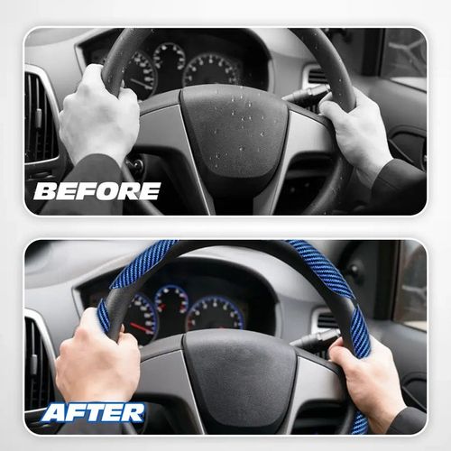 Carbon Fiber Silicone Anti-Slip Car Steering Wheel Cover Universal Fit