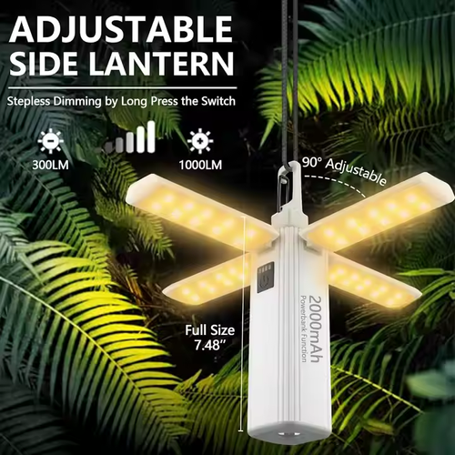 6 in 1 Waterproof IP65 Foldable LED Camping Lamp with 3 Light Modes ABS USB Rechargeable Outdoor Mobile Power Source for Fishing