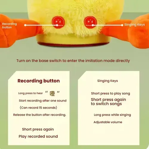 Dancing Duck Electronic Plush Toys Repeat Talking Sing Record Voice usb charge