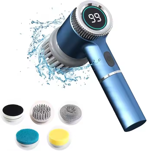 New Cordless Electric Gyrated Cleaning Brush with 5 Brush Heads Electric Scrubber