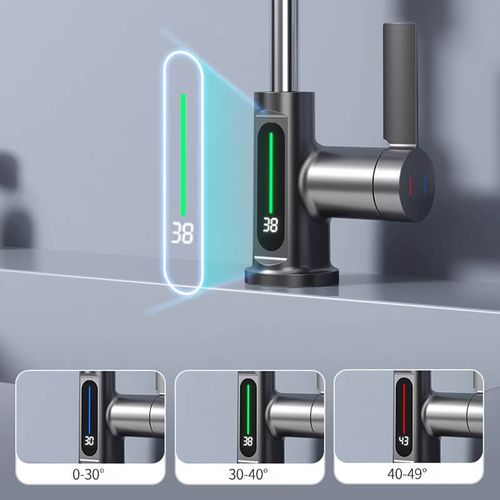 Lifting faucet with digital display