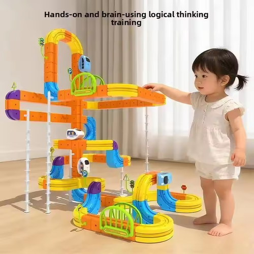 145pcs Anti-Gravity Changeable Racing Train Track Cube High-Speed Rail Car Electric Train Toys for Children Gift