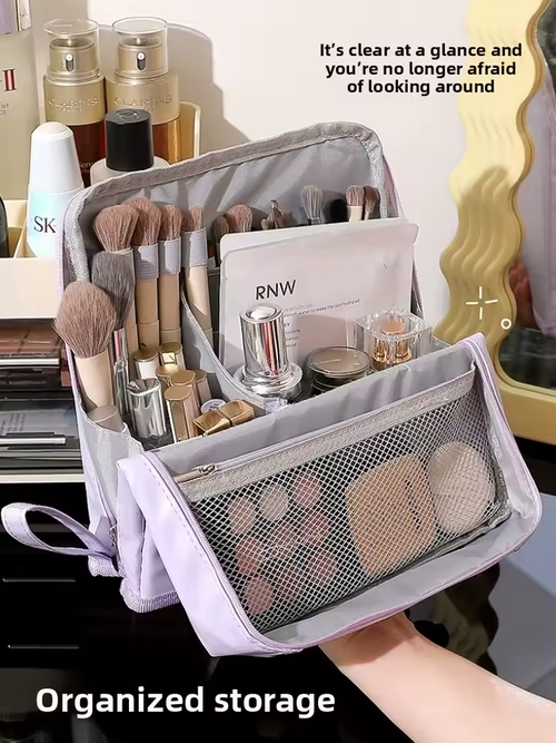 Standing Makeup Bag – Portable, Large Capacity