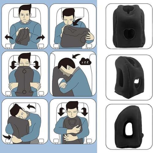 🌬️✈️😴 Portable, inflatable, ergonomic travel pillow: Enjoy a comfortable sleep anytime, anywhere 🧳💤