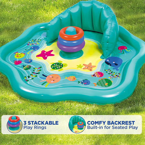 🔥Baby Inflatable Splash Mat with UPF 50+ Sunshade & Stackable Rings