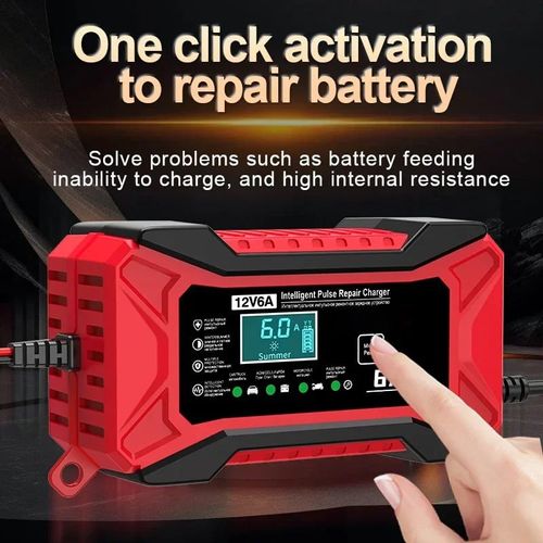 ⚡ SMART BATTERY CHARGER - Universal for Car & Motorcycle, Auto Voltage Detection, Overcharge Protection, LCD Display & Compact Design 🚗🏍️