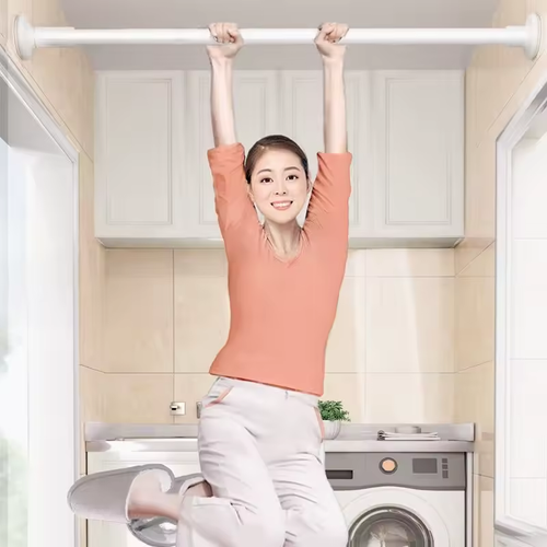 Multifunctional no-drill telescopic clothes drying rack for balcony and bathroom curtain rod