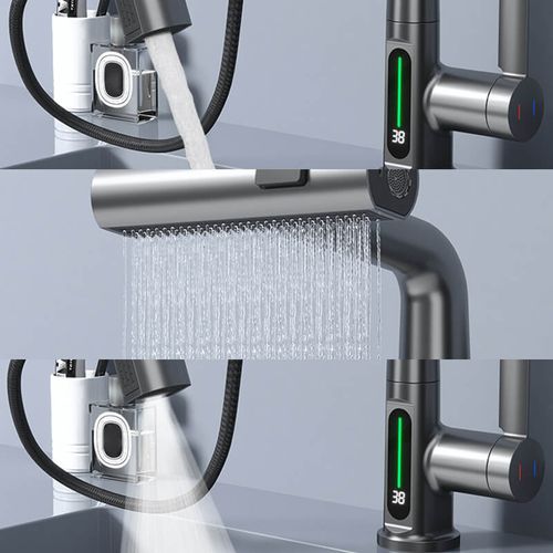Lifting faucet with digital display