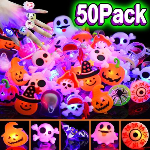 LED Light Halloween Luminous Ring - Set of 50 pcs（Patterns are randomly selected）