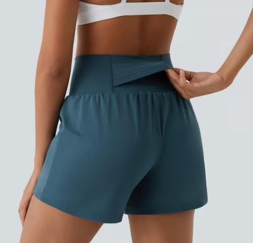 High Waisted 2-in-1 Yoga Shorts & Side Pockets size：XL