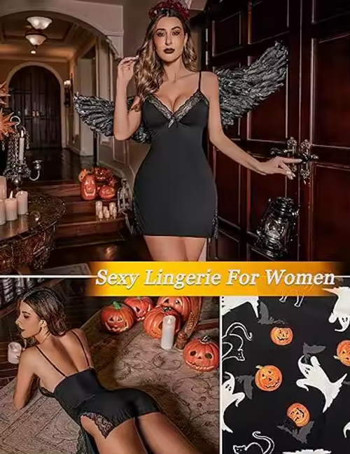 Lace Trim Slit Bowknot DecorSleep Dress