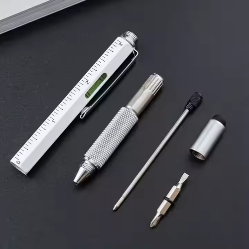 6 in 1 Multifunction Pen Metal Ballpoint Stylus tool Pen with Screwdriver Ruler Level Touch Stylus