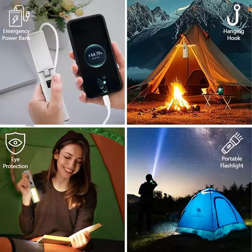 6 in 1 Waterproof IP65 Foldable LED Camping Lamp with 3 Light Modes ABS USB Rechargeable Outdoor Mobile Power Source for Fishing