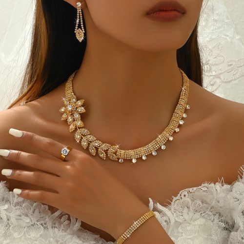 ✨Luxury Heavy Crystal Necklace Earrings Ring Gift Set