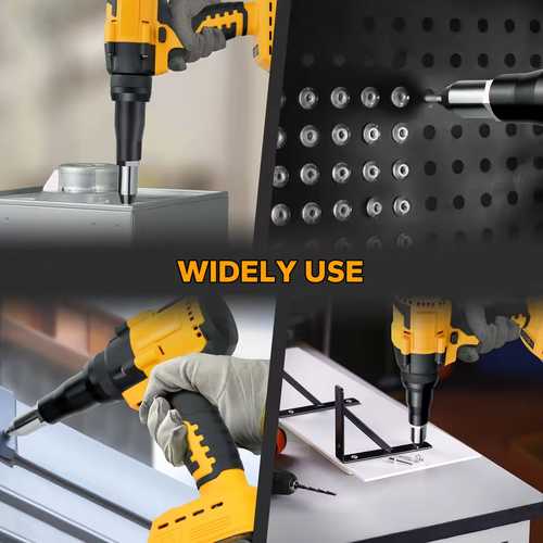 Cordless Brushless Rivet Gun with 3 Nose Sizes & Aluminum Rivets, Compatible with 20V MAX Batteries