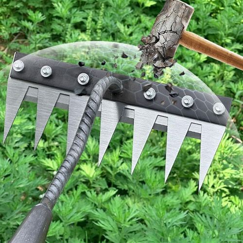 Garden Hand Rake Tool Carbon Steel 8 Teeth