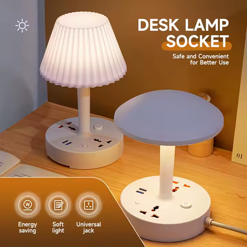 Power Strip phone Holder Outlets and multifunctional USB Charging Ports Overload Table light Lamp