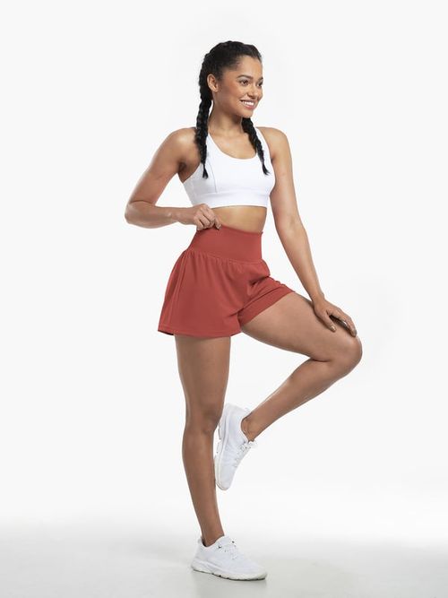 High Waisted 2-in-1 Yoga Shorts & Side Pockets size：XL