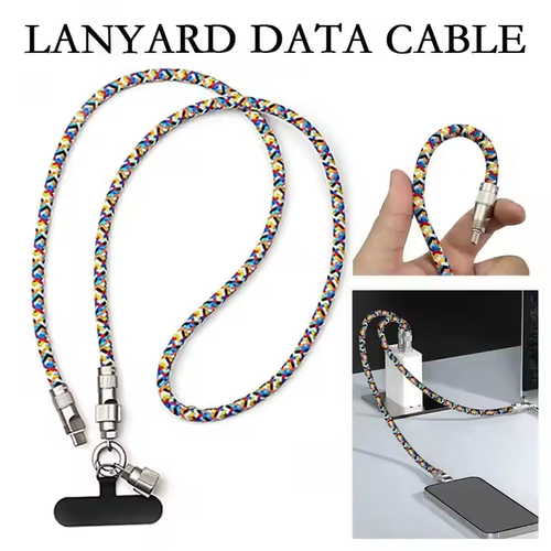 2 In 1 Universal Chain Lanyard Type C to Type-C PD 1.2M Fast Charger Cable Holder Chest Cell Phone Crossbody Strap phone cable
