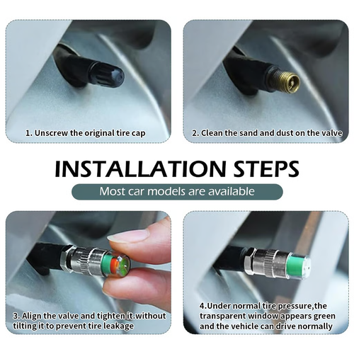 4Pcs Car Tire Pressure Monitor Valve Stem Caps