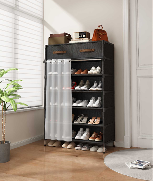 7 Tier Dustproof Shoe Rack With Storage Drawers🥿