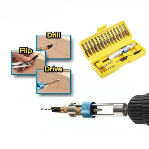 20PC Head Half Time Drill Driver Tools Quick Change Countersink Metal Drill Bit Screwdriver Set