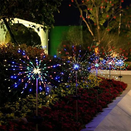 LED Solar Fireworks Lights Waterproof Outdoor Dandelion Flash String Fairy Lamp for Garden Landscape Lawn Decoration